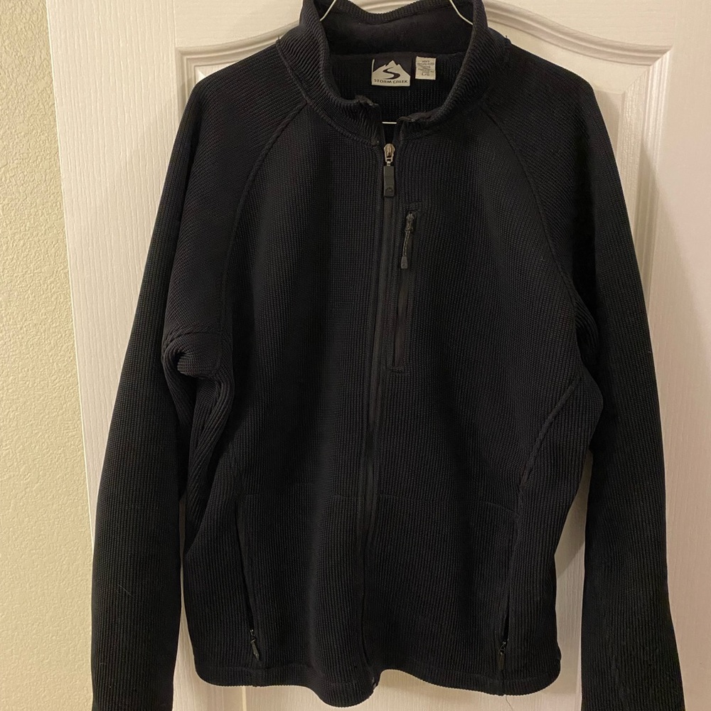Men’s zip up jacket, Large, Black, mid weight